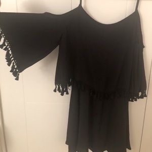 Zara black cocktail, cold-shoulder dress